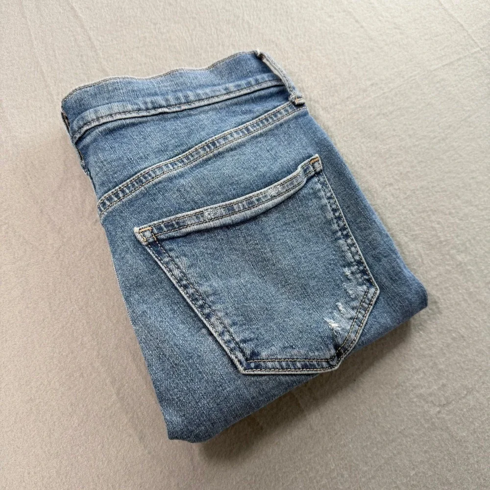 Gap Distressed High Rise Vintage Slim Denim Shorts Womens 2/26S Blue